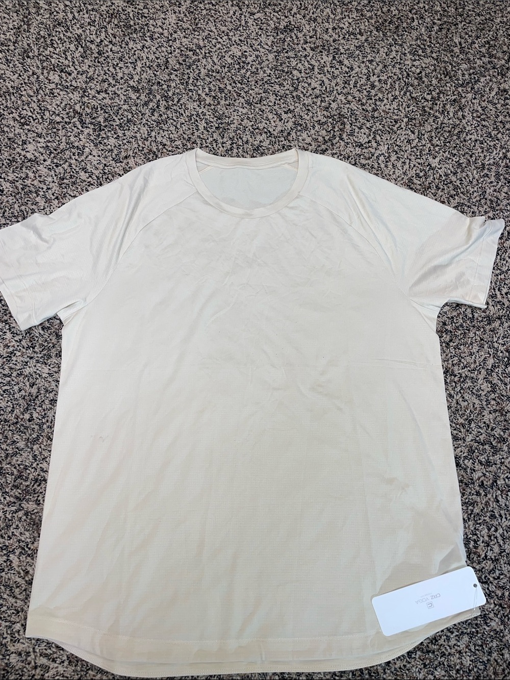 CRZ YOGA Short Sleeve Crewneck Tee in Cream Woman’s L NWT/Flaw